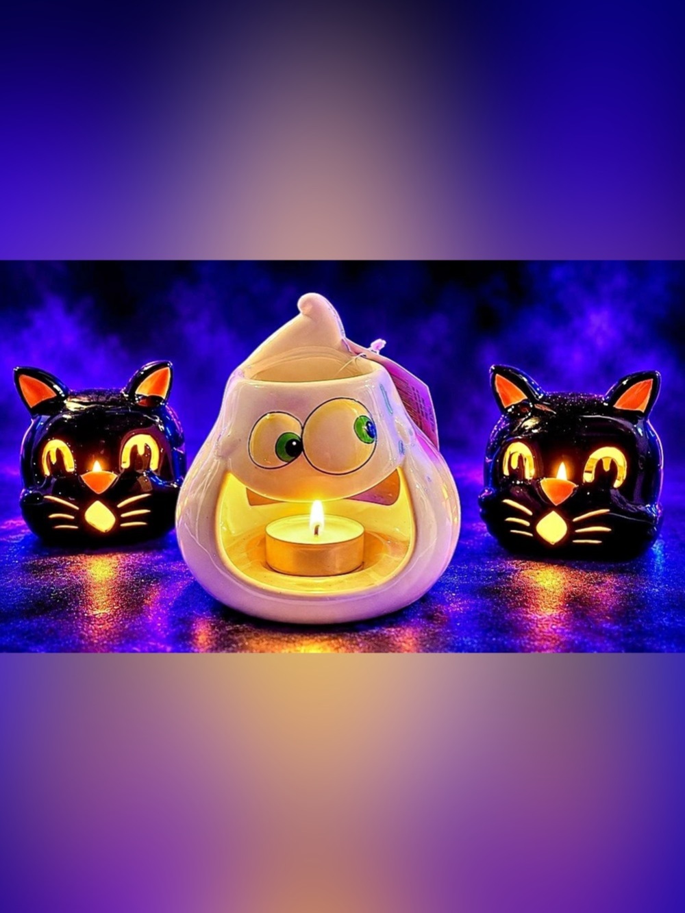 Halloween Ghost & Black Cat Tea Light Holders with Treat Bags and Pencils